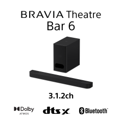 Sony BRAVIA Theater Bar 6 HT-B600 3.1.2-kanal Soundbarsystem Sort